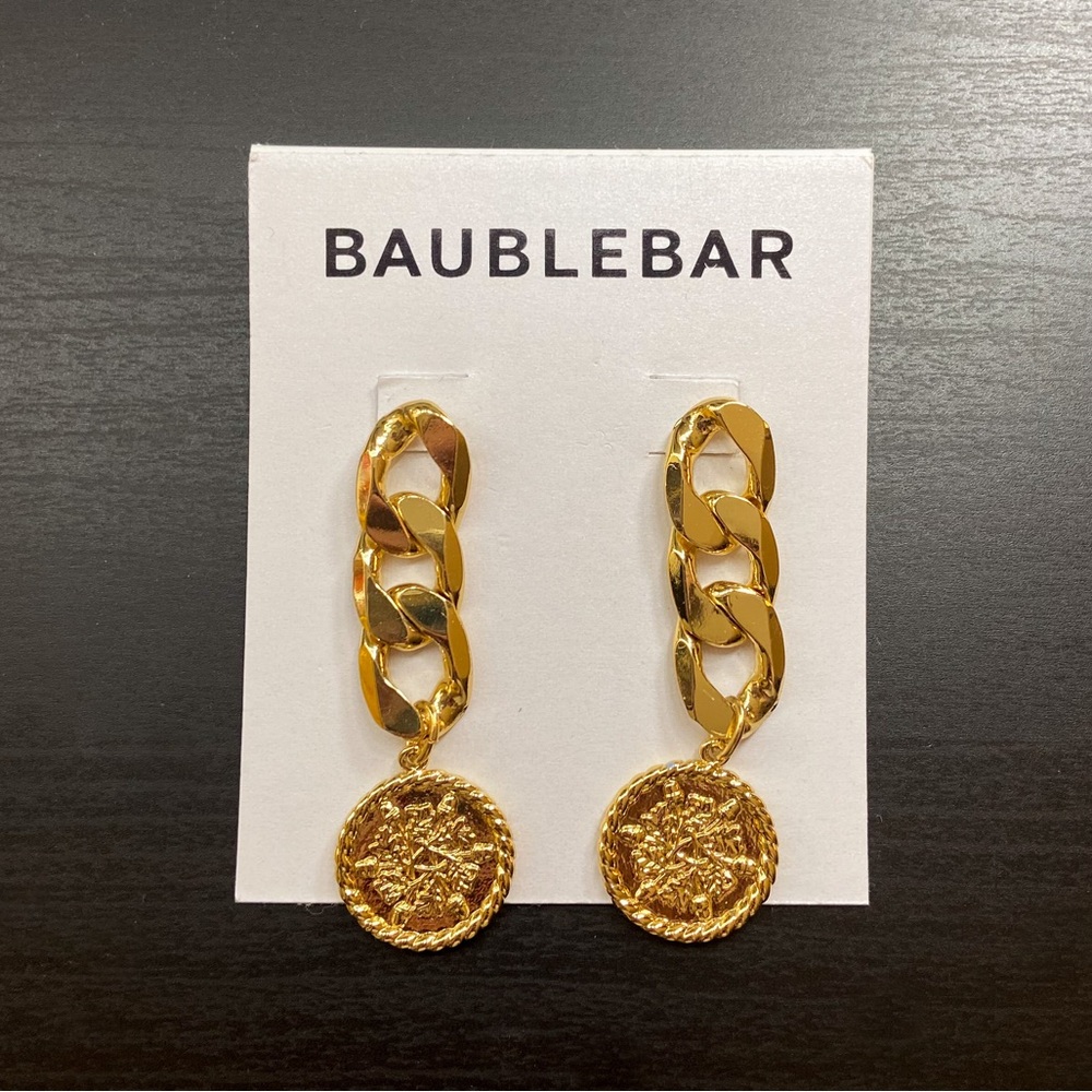 NWT BaubleBar Soleil Curb Chain Drop Earrings